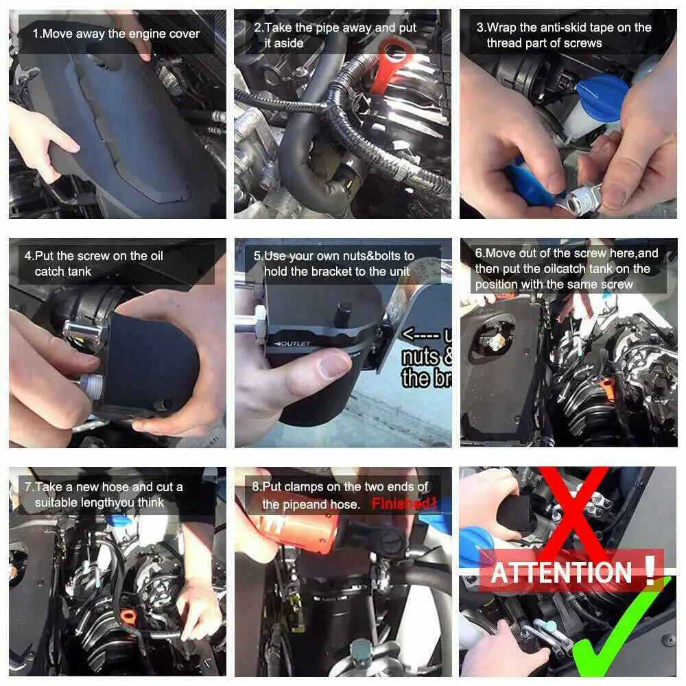 Маслоуловитель, бак, резервуар, двойной цилиндр, воздушный масляный сепаратор двигателя для универсального автомобиля, черный полированный алюминий