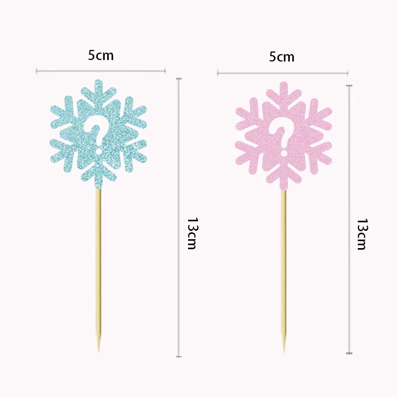 Snowflake Question Mark Cupcake Toppers Glitter Winter Snowflake Gender Reveal Cupcake Pick Decorations for Party Decorations