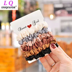 4/6 Pcs/set Silky Satin Hair Scrunchies Fashion Women Bobbles Hair Ties Girls Ponytail Holders Hair Accessories