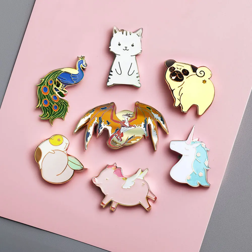 Professional Custom Pins Metal Logo Plated Die Casting Cute Dog Cat Anime Soft Hrad Enamel Hat Pin Custom Enamel Pin