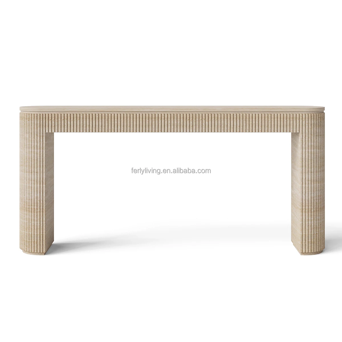 FERLY Living Room Furniture Minimalist Style Sofa Sets Furniture Sets Modern Luxury  Travertine Stone Carved Console Table