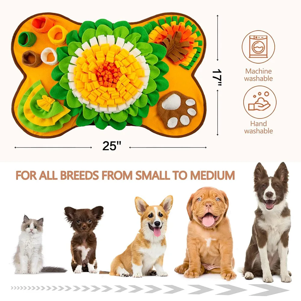 A570 Custom Pet Snuffle Dogs Interactive Sniff Feeding Mat Puppies Dog Treat Training Stress Relief Bone Shape Dog Slow Feeder