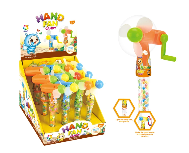 China Candy Factory Summer Toys For Sweet Candy Plastic Hand Fan Candy Toys