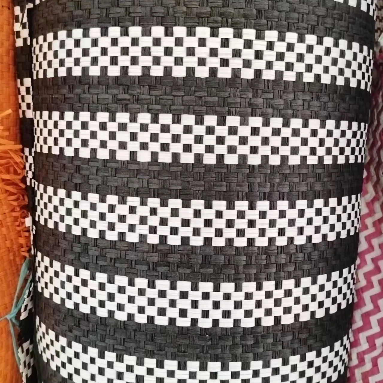 home curtain plain weave sewing mat warp knit handwoven paper straw woven textile fabric