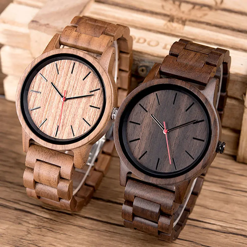 DODO DEER Watch Hot Sale 100% Full Wood Style Handcraft Relojde Hombre Wrist Ebony Wood Wholesale New OEM with Logo Customized