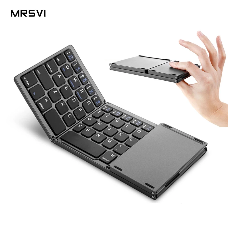 Fold Keyboard Wireless Rechargeable Portable Bluetooths keyboard Trackpad Keyboard Mouse Combo For ipad