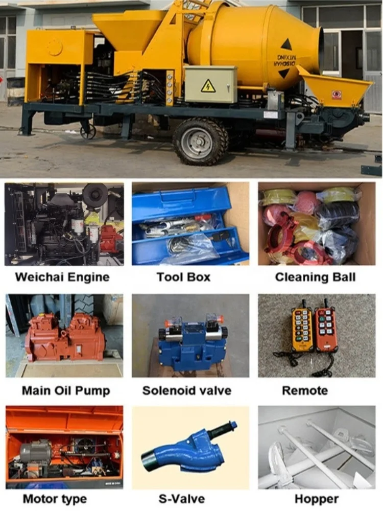 Diesel Concrete Mixer Pump Mixing hydraulic Pumping Machine And Concrete Mixer Cement Mortar Pump Concrete