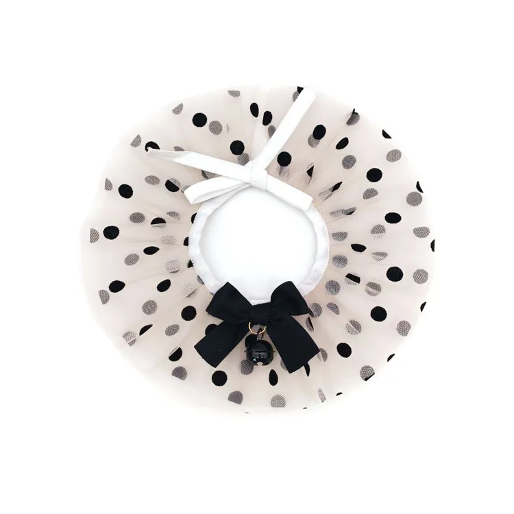 Pet accessories cat dog rabbit lace polka dot pattern collar bell adjustable choker