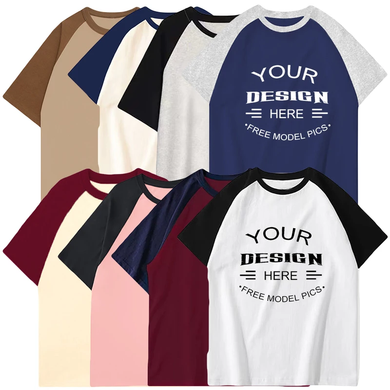 200 Grams Heavy 100% Cotton Anti-wrinkle Breathable Oversized Contrast Raglan Sleeves Vintage T Shirt For Men