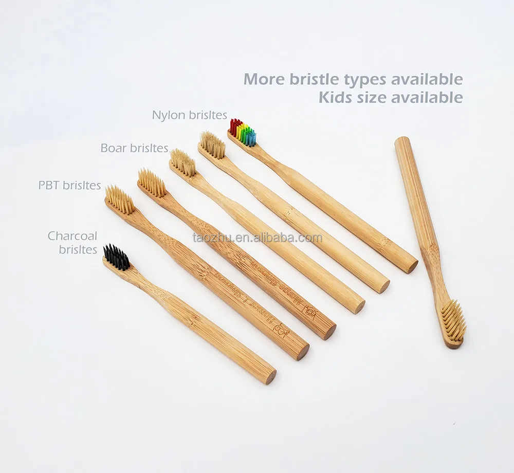 100% Plastic-free Compostable Natural Biodegradable Boar Hair Bristle Bamboo Tooth brush