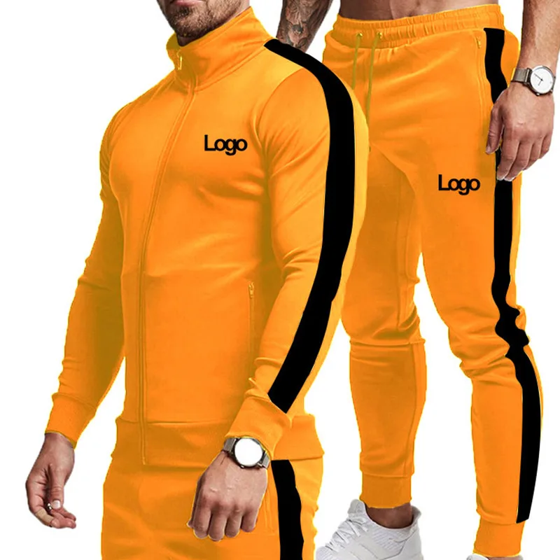 Custom plus size pullover sport Two Piece set with zipper training wear jogging suit sportswear men tracksuit