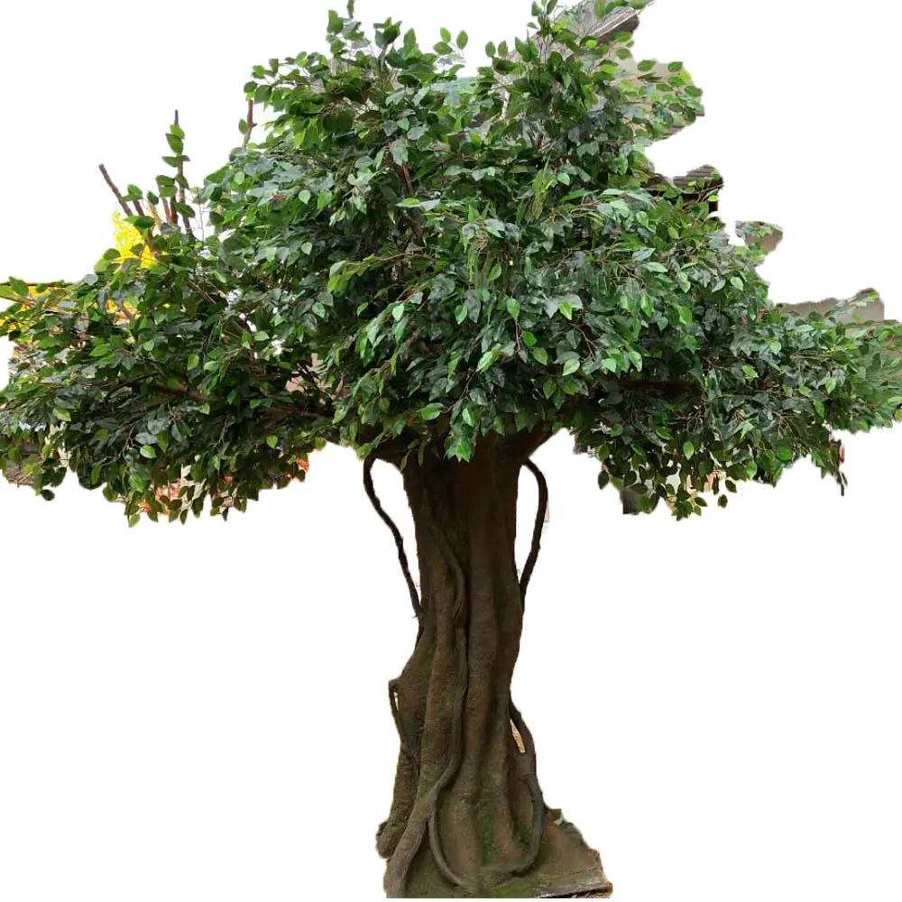 China Manufacturer Outdoor Large High Quality Fiberglass Artificial Evergreen Ficus Tree