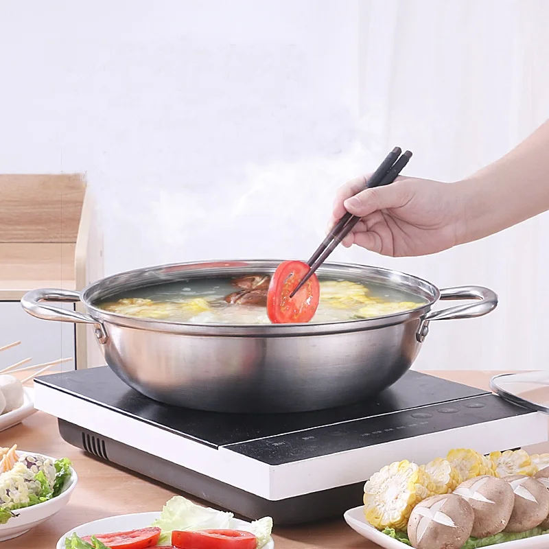Кухонная посуда из нержавеющей стали 304 кастрюля для супа и овощей shabu фондю большой емкости