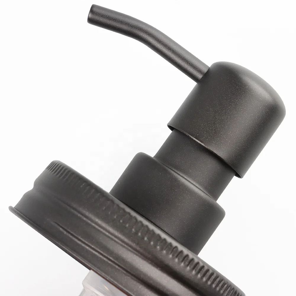 Custom Bathroom Stainless Steel Black Soap Dispenser Bottles with Pump Lid Glass Mason Jar