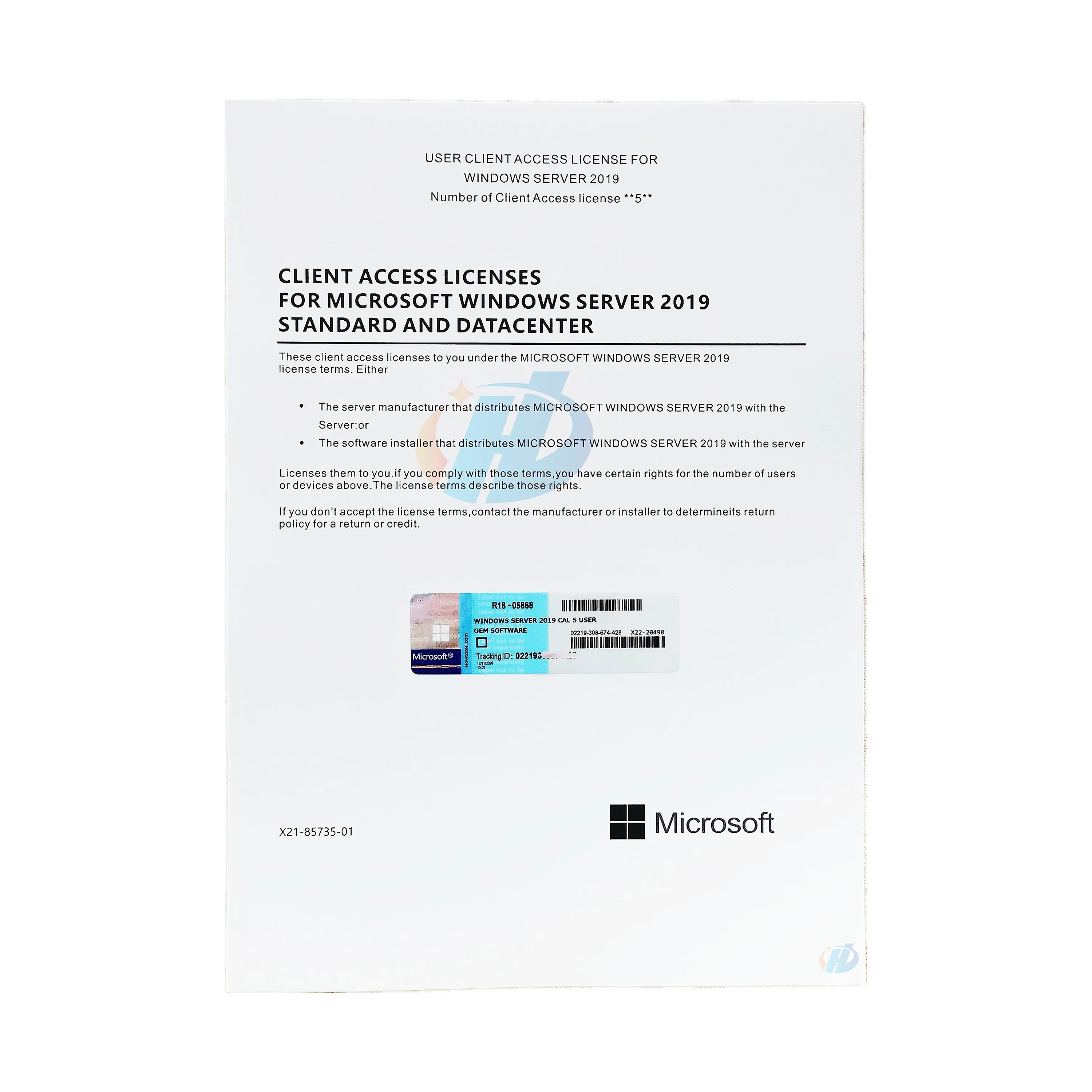Windows server 2012 R2 50 User CAL  Windows Server Client Access License