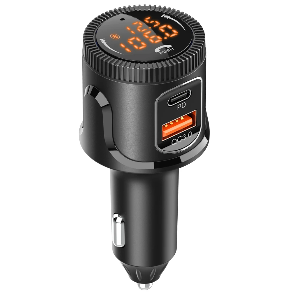Auto Bluetooth Car FM Transmitter Dual Charging PD QC 3.0 with Memory Playback Noise Cancellation MP3 Car FM Modulator