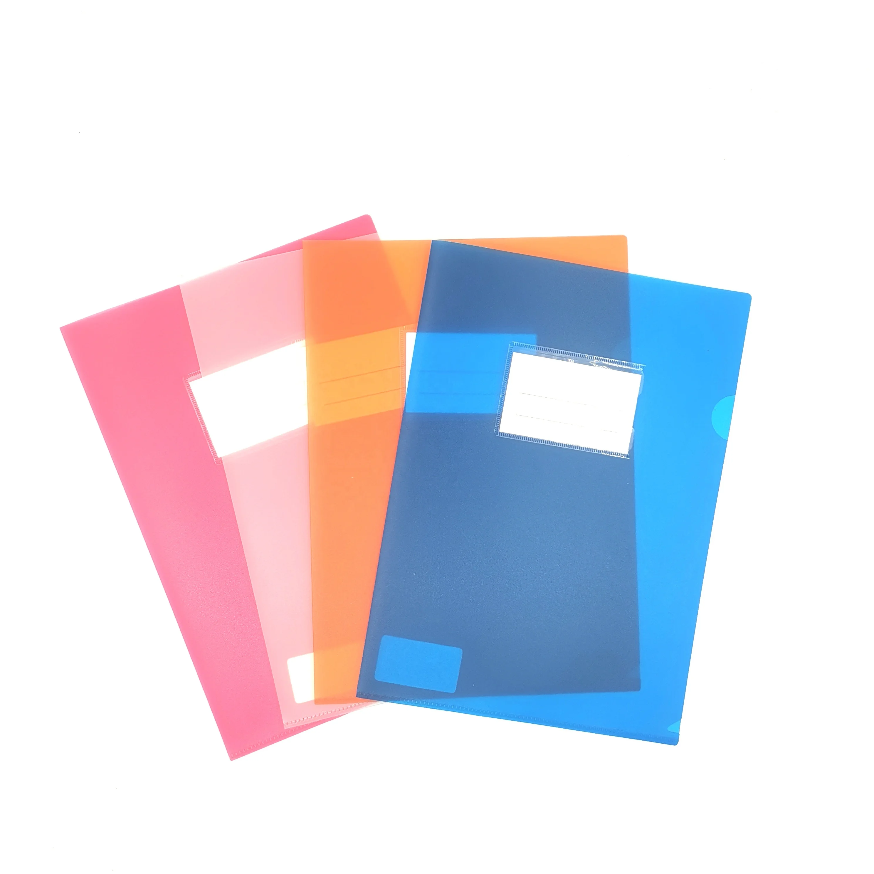 Продвижение Пользовательский логотип печать прочная водонепроницаемая A4 PP прозрачная L-образная папка для файлов со слотом для визиток