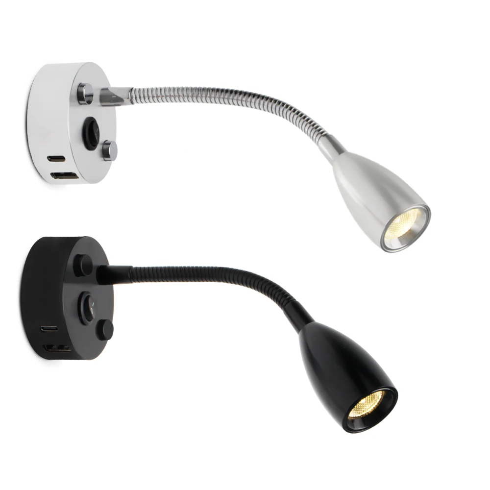 2024 новый продукт 12 В Светодиодная лампа для чтения с зарядным устройством USB type-c для RV Camper Van Boat трейлер Внутреннее освещение проводной