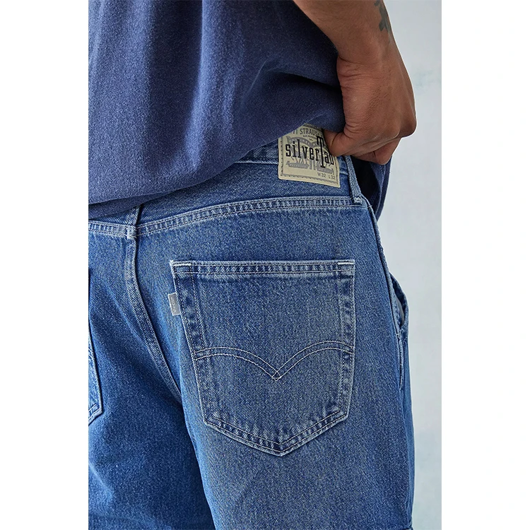 2023 Latest Design Custom cargo Jeans Men Blue Multi Pocket Work loose straight jeans pants Street Hip Hop men denim jeans