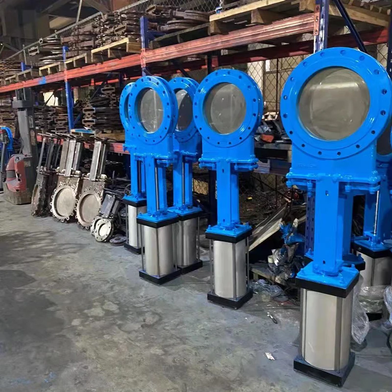 TKFM cast steel insert  slurry sludge knife gate valve with pneumatic actuator