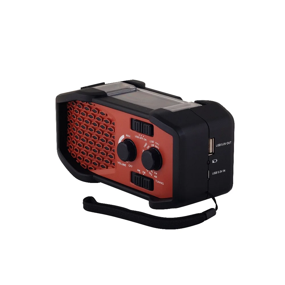 portable emergency hand crank winding charge wind up usb solar am-fm flashlight radio with smart phone charger