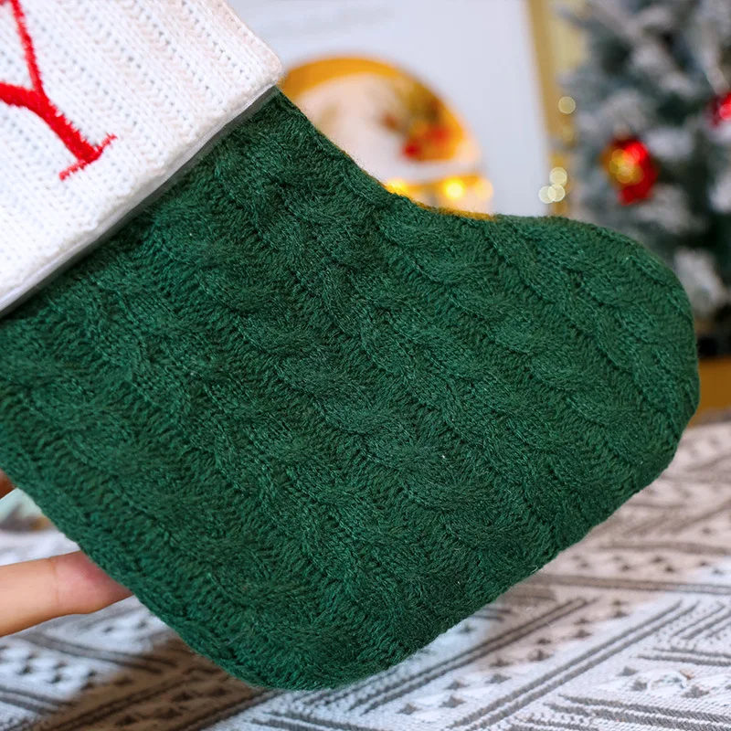 Christmas Embroidered Letter Knitted Socks Christmas Socks Wholesale Red Green White Christmas Tree Pendant for Winter Season