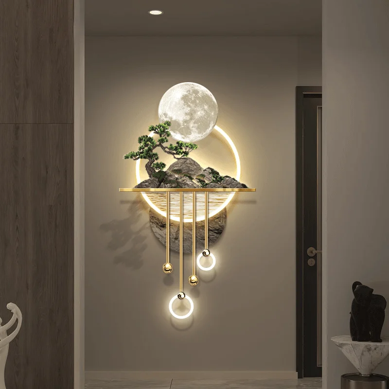 Factory direct sales decorative landscape art UV printing home decoration acrylic iron clock painting wall art LED lights