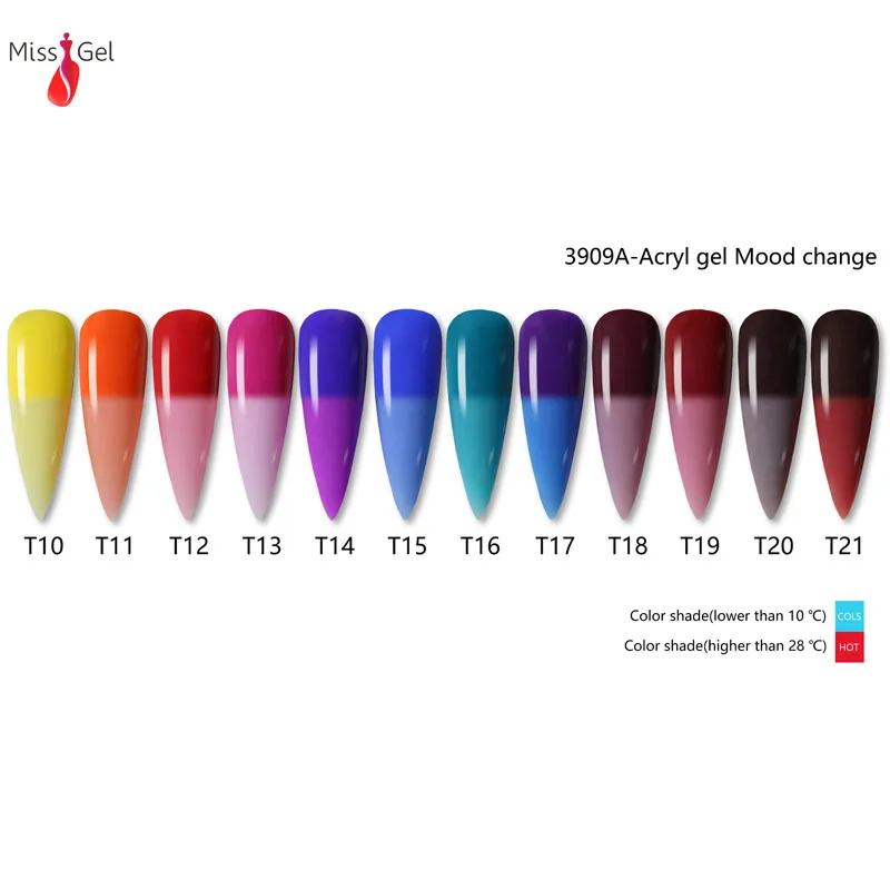 Missgel oem uv/led temperature color mood change light color acryl gel