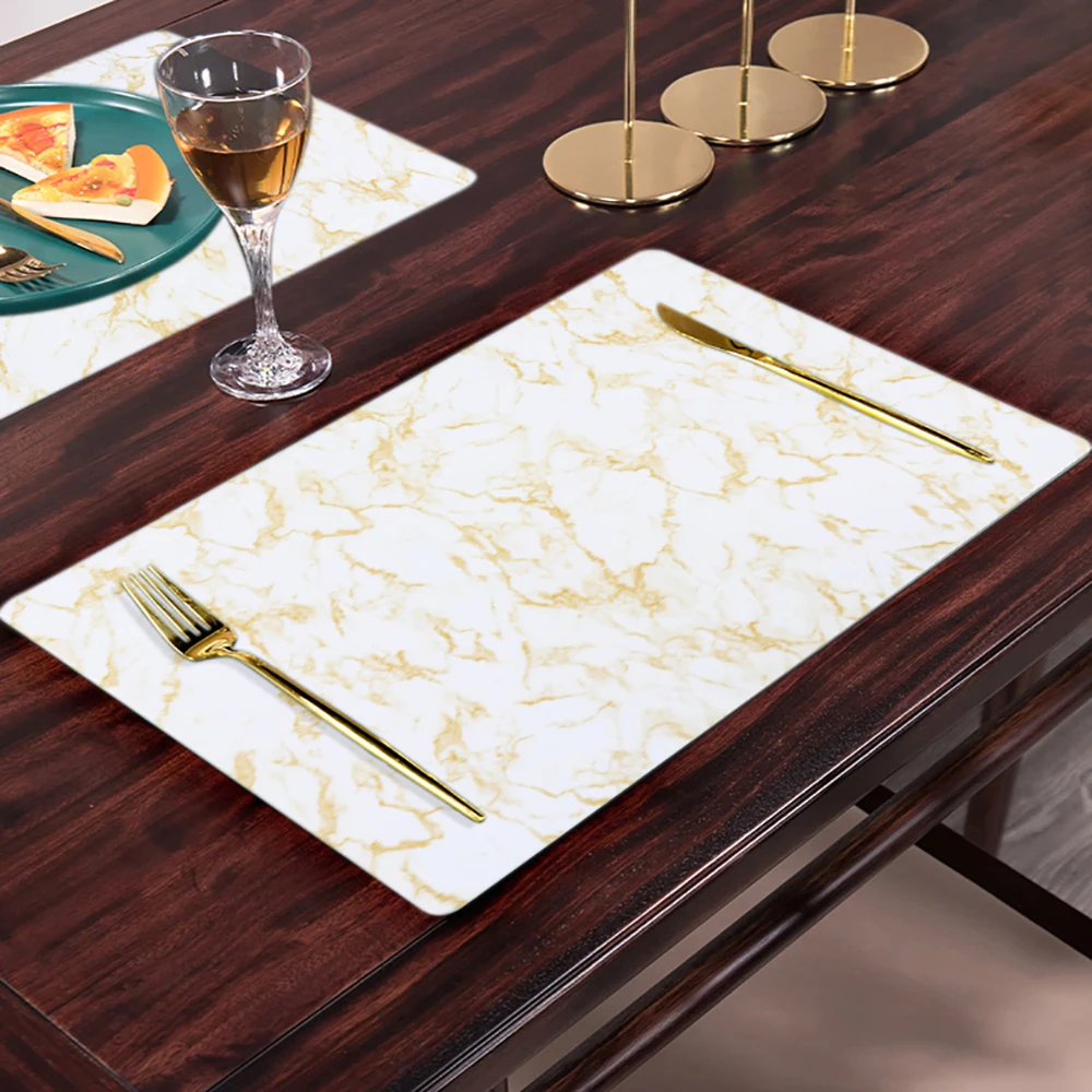 IUIU 45*30 см набор из 6 ПВХ Стильные Золотые Мраморные войлочные кухонные столовые коврики