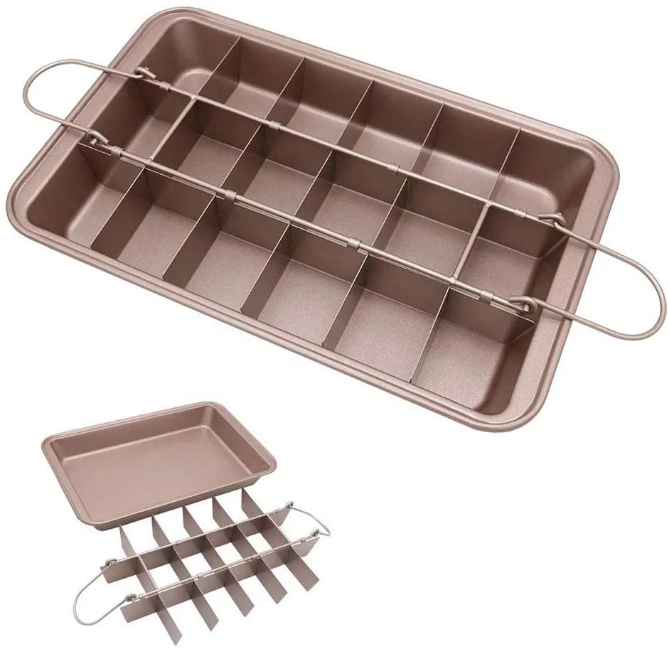 
 Профессиональная посуда для выпечки, 18 ячеек, Легкая очистка, квадратная решетка, форма для шоколадного торта, коричневая противень для выпечки с антипригарным покрытием  