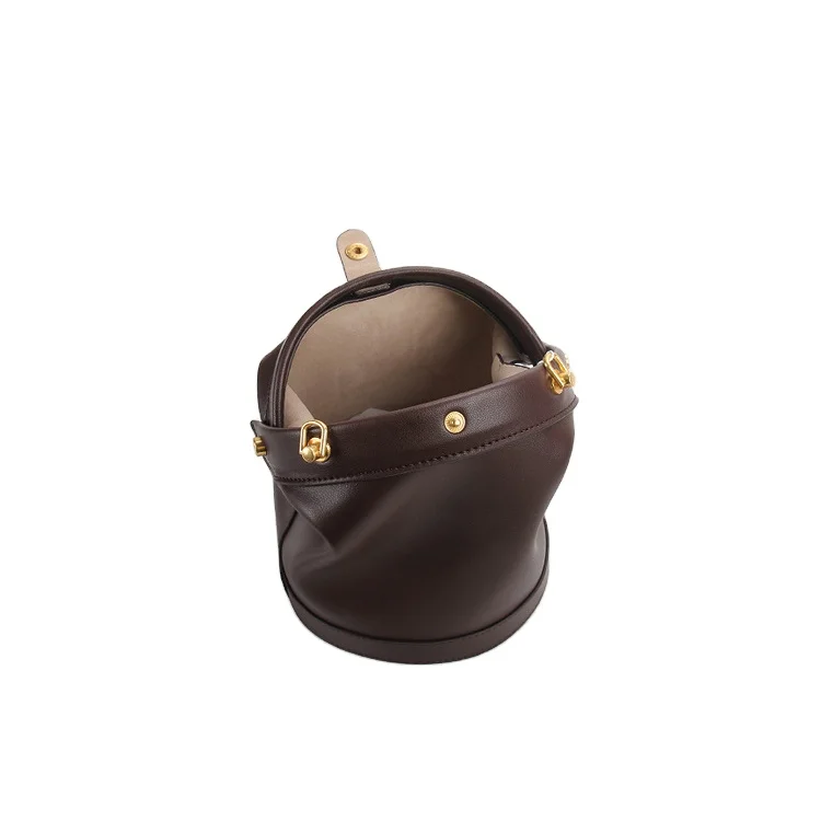 high quality vintage bucket shape doctor bag genuine leather handbag for women
