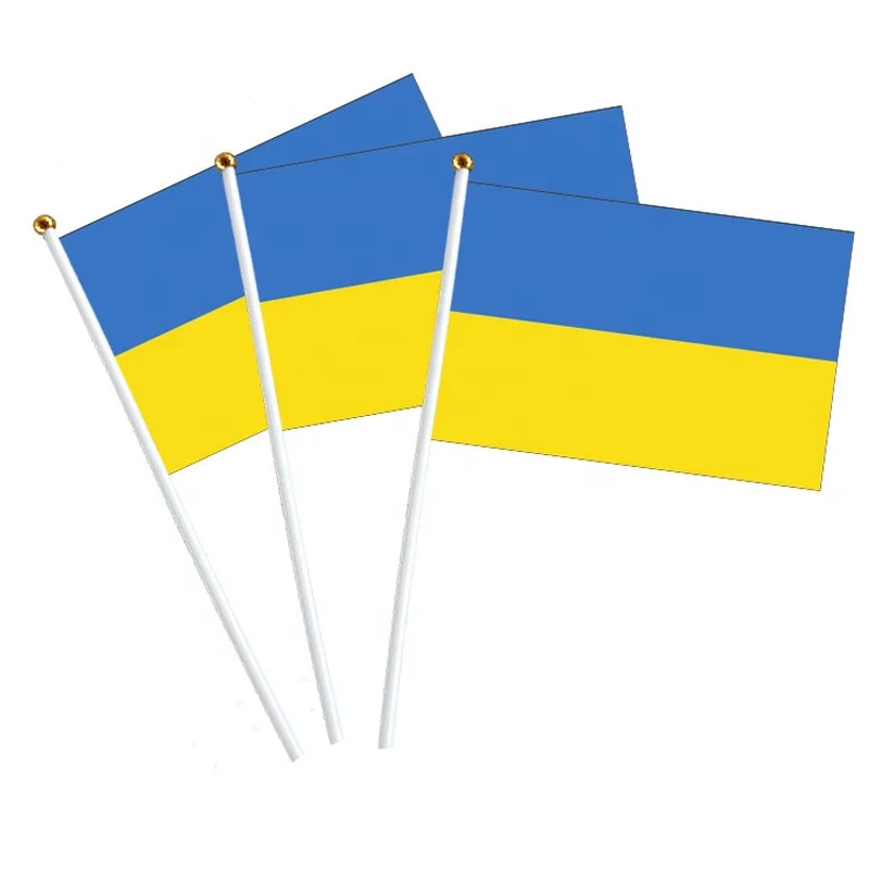 Polyester mini size Ukraine National Hand Flag country hand held flag