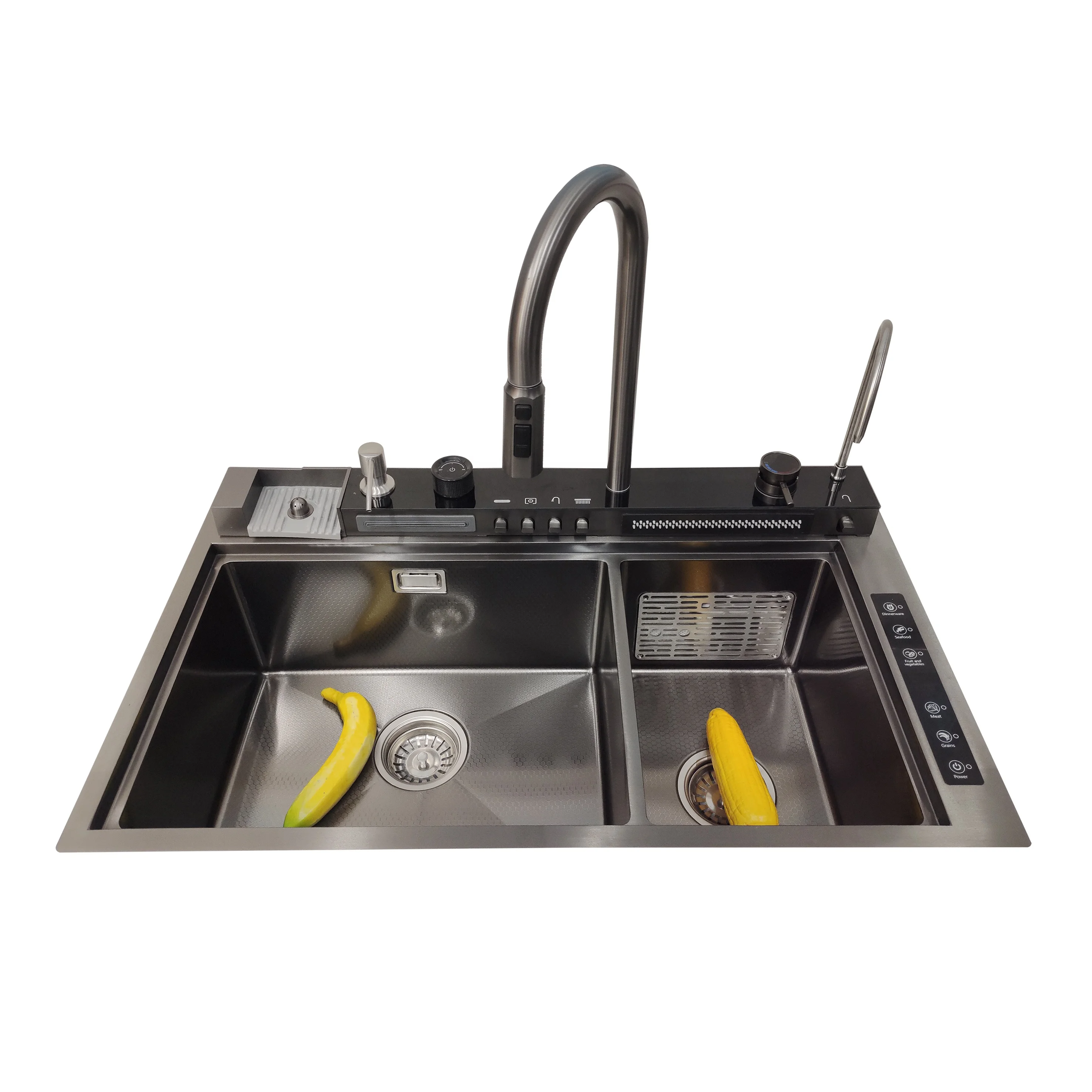 Latest Products 2024 Kitchen Sink Stainless Steel Modern Ultrasonic Water Catalyst Smart Double Bowl
