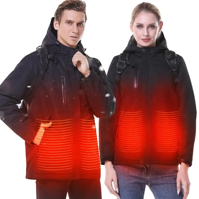 Customized Logo Lightweight Unisex Windbreaker Heating Jacket Outdoor Ski Warm 5V USB Battery Heated Hiking Jacket For Winter