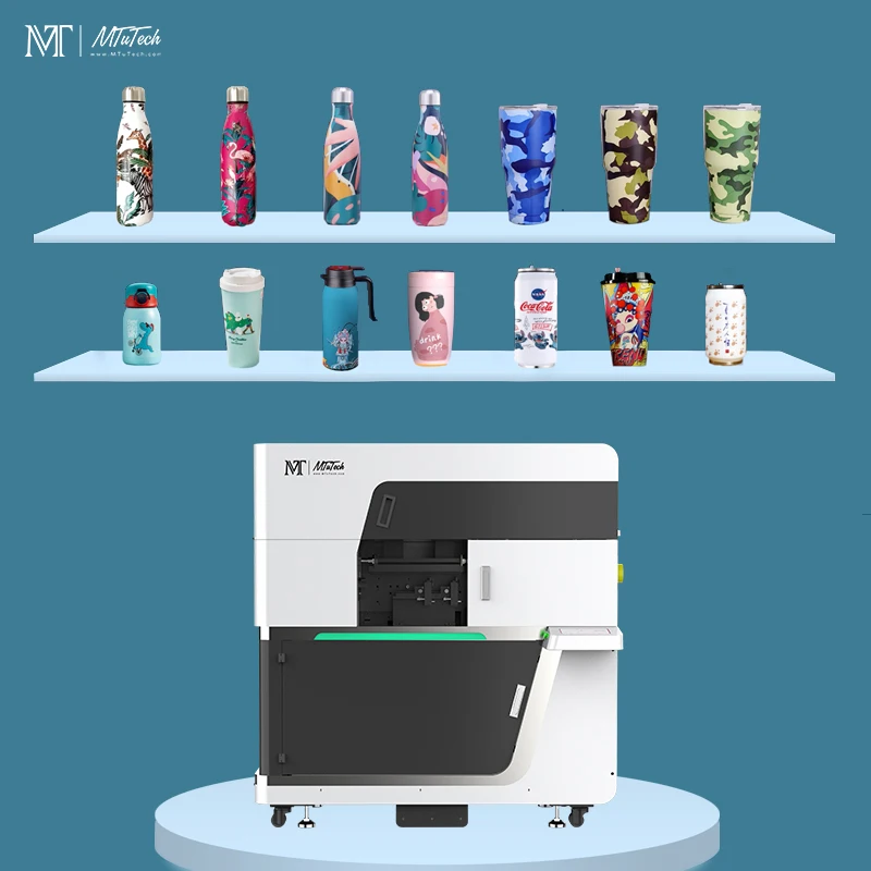 Printer Manufacturer High Speed MTuTech 360 Rotary UV Printer Printing on Water Bottle and Cylindrical Surface