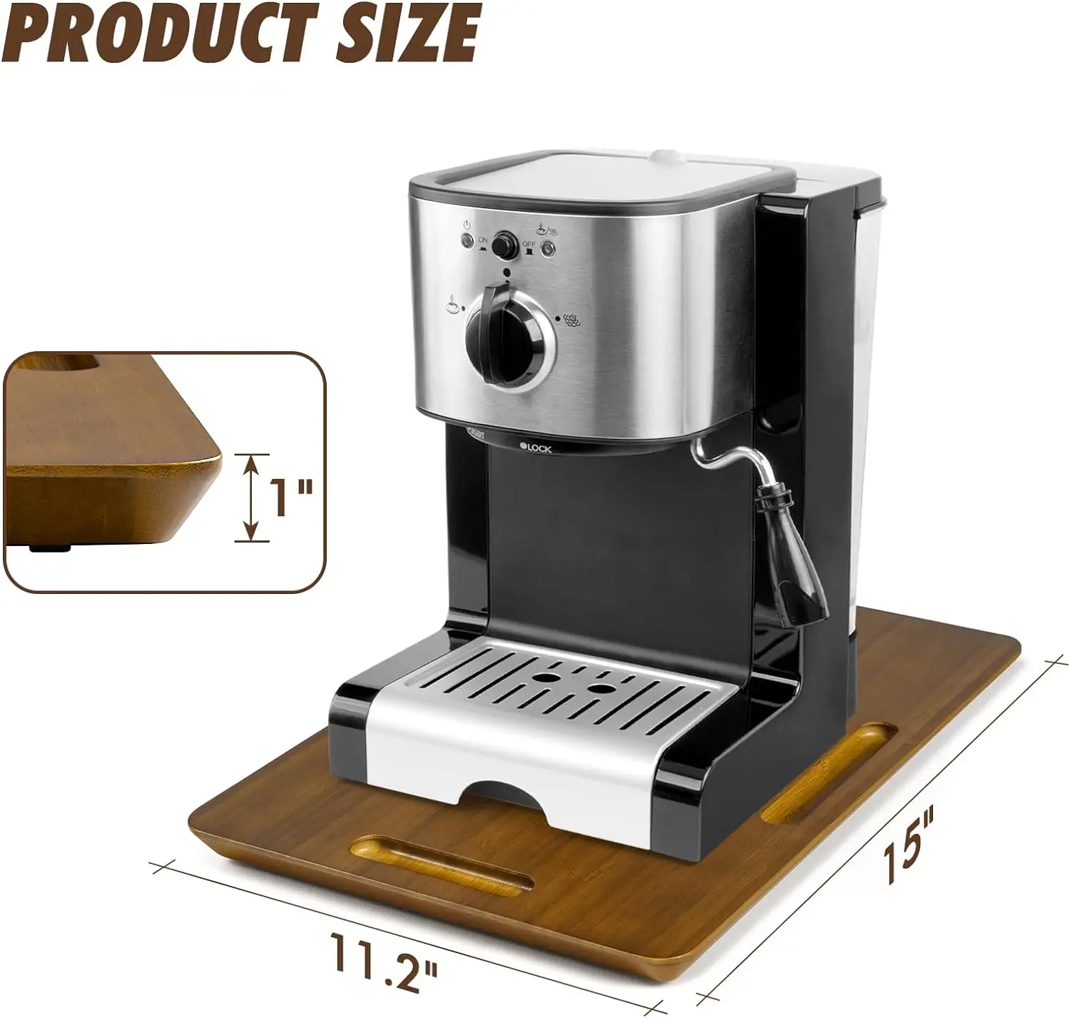 Bamboo Appliance Slider for Kitchen Appliances Sliding Tray for Coffee Maker, Mixer, Toaster, Under Cabinet Sliding Applia