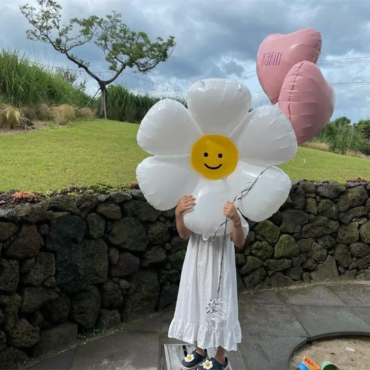 Новинка украшение для дня рождения реквизит фотографий Ins 32 дюйма большая Маргаритка цветок алюминиевая фольга воздушные