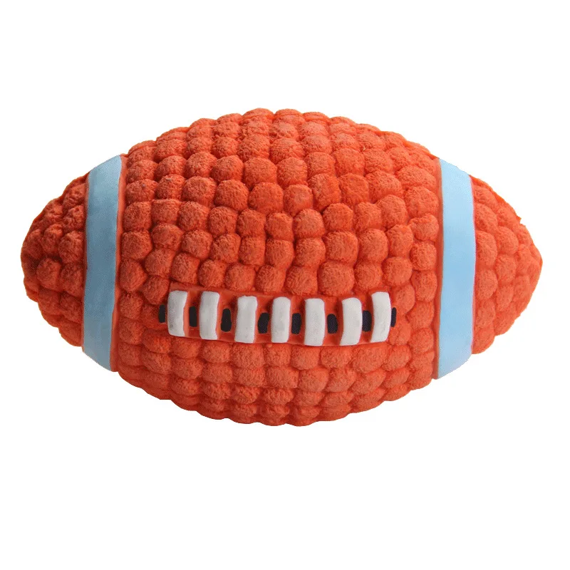Factory Direct Pet Toy Interactive Latex Rugby Sound Ball Teeth Dog Toy
