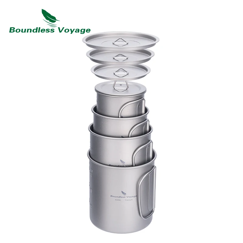 Набор титановых чашек для кемпинга 200/300/450/600/750