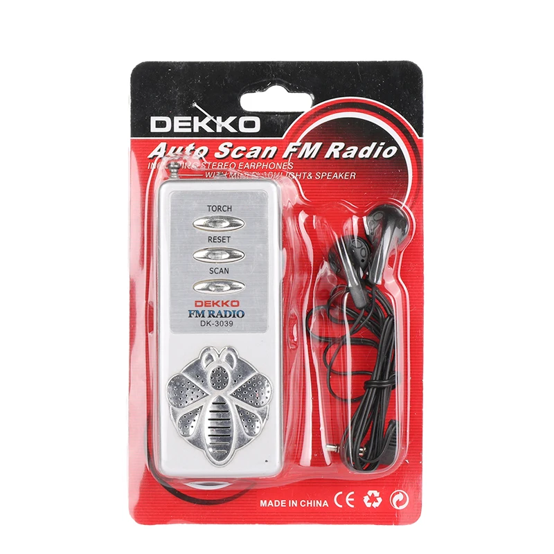 Pocket radio built in speaker with earphone jack mini radio FM auto scan 88-108 MHz radio