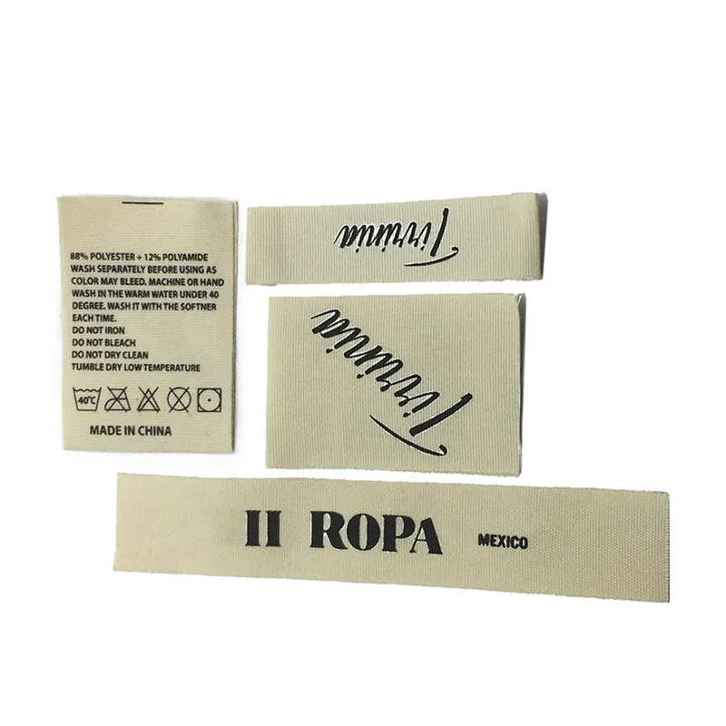 Customized Design Print Cotton Garment Labels Silk Screen Printed Cotton Label Organic Cotton Neck Tag For Clothing