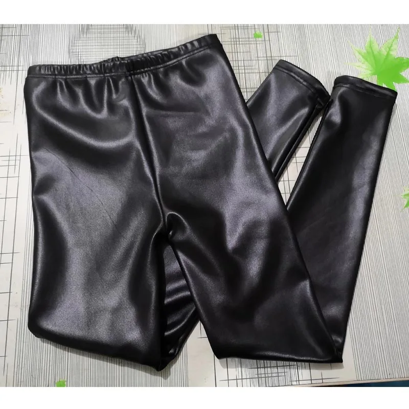 
New 2021 winter Custom Kids Children Leather Leggings Wholesale Custom Tight Leather Winter Soft Children thin Leggings 