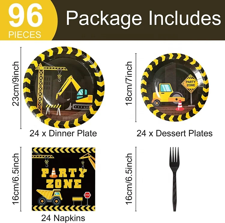 Construction Birthday Party plates and napkins Construction Theme Tableware Set Dump Truck Party Table Decorations Supplies