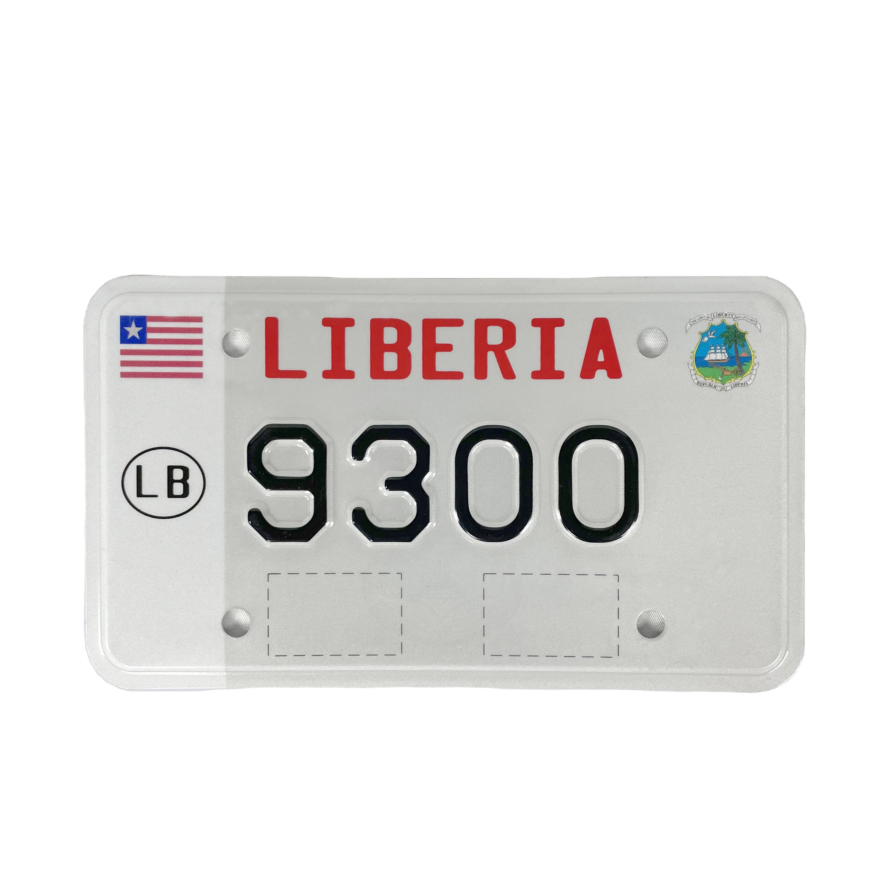 Liberia Motorcycle plate with high security, custom colorful license plate, High Quality Embossed car plates For Wall Decoration