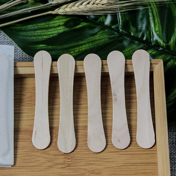 Factory Direct Disposable Birch Wooden Ice Cream Spoon 93mm birch wood ice cream spoon hot stamping for ice cream