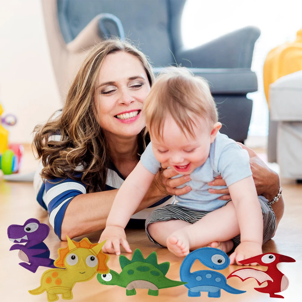 Handmade Felt Stuffed Animal Dinosaur Plush Toys Set Toddler Dino Toys High Quality Eco Friendly