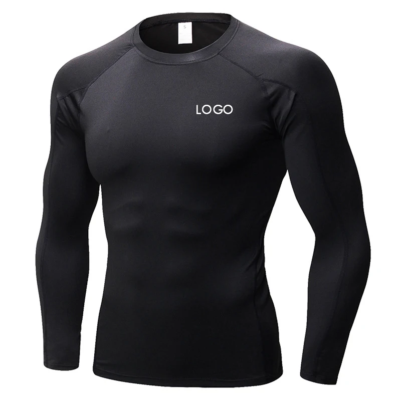 Wholesale Custom Logo T-shirt Tight Men Long Sleeve T-shirt Quick Dry Running Workout T Shirts