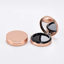 2021 wholesale luxury champaign golden colour powder container private label plastic round compact powder case