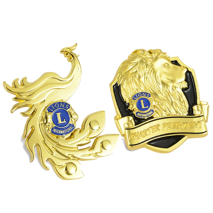 Wholesale High Quality Custom 3D Logo Zinc Alloy Gold Metal Soft Hard Enamel Lapel Pin Hat Brooch Badge Officer Lion Club Pins