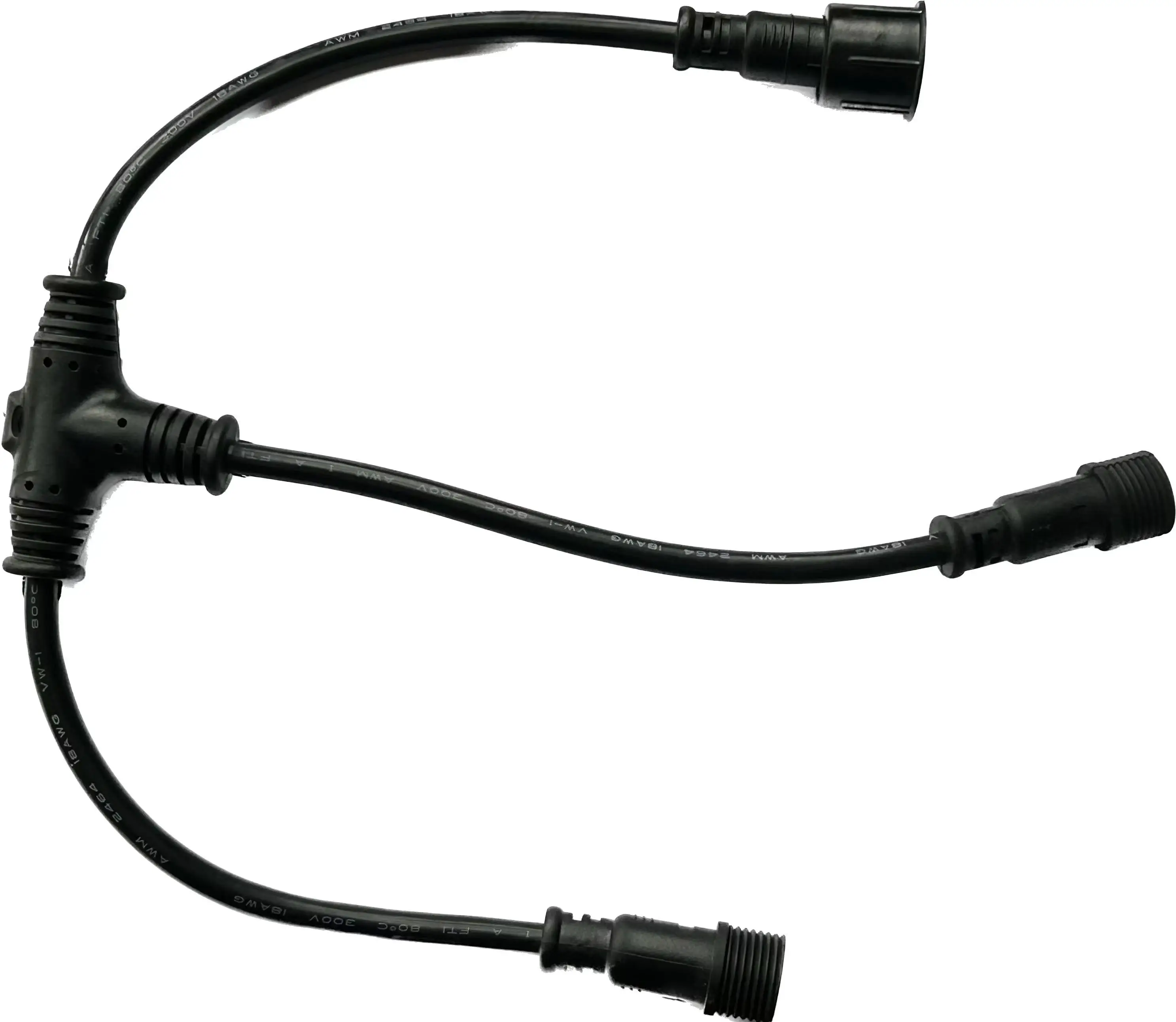 High quality T Type Waterproof Plug Connector 1 to 3 Cable Splitter Connector rubber wire